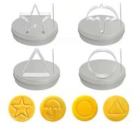 Kit coreano de caramelo de azúcar de calamar - Cortadores de galletas de acero inoxidable y moldes de galletas, paraguas, triángulo, estrella, formas redondas para hornear bricolaje, recuerdos de
