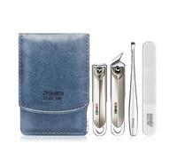 Kit cortaúñas Juego de cortaúñas de 4 piezas, cortauñas portátil for uñas de los pies y las manos, Kit de manicura con estuche de cuero PU, Kit de manicura de acero inoxidable Accesorios para herramie