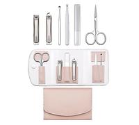 Kit cortaúñas Juego de cortaúñas for mujer, kit de manicura de acero inoxidable de 6 piezas con cortaúñas a prueba de salpicaduras, herramientas portátiles for el cuidado de uñas de viaje con estuche