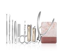 Kit cortaúñas Juego de cortaúñas, kit de manicura, kit de cuidado de pedicura profesional, juego de cuidado de uñas de acero inoxidable de 9 piezas con estuche de cuero de viaje for hombres y mujeres