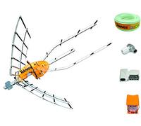 Kit Creado por TECNOVOZ de la Marca Antena TELEVES HD 148922 (Corte 700 MHz ch 21-48) con Amplificador 561621+ Fuente de Alimentacion para el Previo +20MT Cable +Conectores de Antena Tipo F Y CEI …