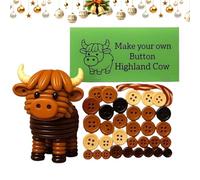 Kit creativo Mučca Highland con botones para montaje 3D, simple y ABS duradero, navideño ideal para niños, adultos, noches familiares | Crea 1 adorable decoración animal (5 cm)