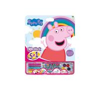 Kit creativo Peppa Pig - Cefa Toys - Giga Block 5 en 1 - 25 hojas para colorear - 8 crayons de color - 5 marcadores
