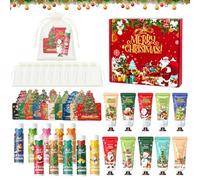 Kit Crema de Manos y Balsamo Labial Navidad, 40Piezas Navidad Regalos Mujer | con Crema Manos Navidad, Protector Labial, Christmas Cards, Bolsas Organza, Hidratante y Humectante, Ideal para Como Regalo
