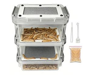 Kit Cría - 19x11x7cm Cría Gusano Maíz, Alimentación 3 Niveles | Contenedor Crías Gusano Seda para Dueños Mascotas Amantes Animales Cuidadores Criadores Aficionados Granjeros Escuela
