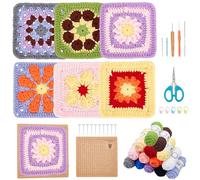 Kit cuadrado 6 en 1 ORIGACH para principiantes y adultos, hecho a mano, juego de ganchillo con alfombrilla de bloqueo de madera, tutoriales en video