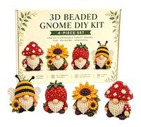 Kit Cuentas Enano 3D Artesanía - Craft Beads Dwarf DIY Kit, Conjunto Gnome Bordado Cuentas Handmade Beaded Gnome | Actividad Creativa Para Escuela Taller Principiantes Adults Art Workshop