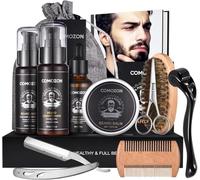 Kit Barba Hombre Cuidado 12 En 1 Con Maquina Afeitar Barba Aceite Barba Cepillo Barba Aceite Para Barba Hombre Champu Barba Peine Barba Balsamo Barba, Regalos Para Hombre