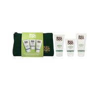 Bulldog Skincare - Neceser Cuidado Facial Hombre, Incluye: Limpiador Facial 150 ml + Gel de Afeitado 175 ml + Crema Hidratante 100 ml y Neceser de Tela Sostenible | Set Regalo Hombre Cuidado Facial