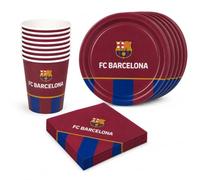 Kit Cumpleaños Barça Oficial - Platos, Vasos y Servilletas para 8 Personas | Vajilla Cumpleaños Infantil | Decoración Fiesta FC Barcelona | Menaje Cumpleaños Fútbol (KIT GRANA)