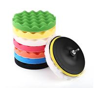 Kit de 10 Almohadillas de Pulido, abrillantado y Encerado de 7 Pulgadas, Almohadillas de Pulido para pulidor de automóviles con Adaptador para Taladro, Esponja Reutilizable y