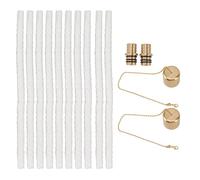 Kit de 10 mechas para antorcha de botella de vino, mechas de repuesto de fibra de vidrio con soportes y tapas de mecha para antorcha de latón para decoración interior y exterior