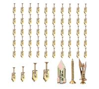 Kit de 100 Anclajes Autoperforantes con 4 Tamaños, para Paneles de Yeso, Acero al Carbono Hueco, sin Taladro - Incluye Tornillos para Fijar Cuadros, Estantes, TV, Muebles y Decoración