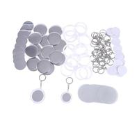 Kit de 100 botones de 44/58 mm for hacer llaveros. Incluye carcasa metálica, película plástica, piezas de soporte y llavero. para casillero de oficina(58mm)