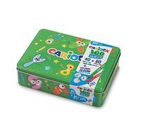 CARIOCA Color Box | 100 Rotuladores Super Lavables con una Caja de Metal Verde, Rotuladores Punta Fina y Punta Maxi con Álbum para Colorear, 100 Rotuladores