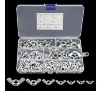 Kit de 100 Tuercas de Mariposa, Tuercas de Acero Inoxidable, Juego de Tuercas M3 M4 M5 M6 M8 M10 M12, Tuerca Herramientas de Fijación para Maquinaria, Mobiliario, Equipamiento