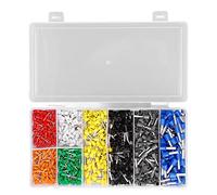 Kit de 1000 puntas de alambre, conjunto de terminales de engarzado de latón y PP, kit de conectores de cable tipo tubo aislado de varios tamaños con codificación de color para automóviles y