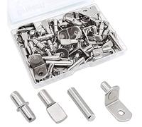 Kit de 104 pines de estante, 4 estilos de clavijas de soporte de estante chapadas en níquel, clavijas de estantería para estantes, soportes de estante de gabinete, soportes de estantes para muebles de