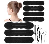Kit de 11 moños para el pelo, moños de esponja de espuma suave con herramienta giratoria para el cabello para mujeres, dona flexible para recogidos, moños de ballet, ondas y más