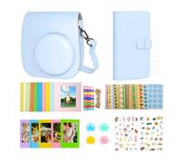 Kit de 12 accesorios Instant Mini compatible con Fujifilm Instax Mini 12, incluye funda Mini 12, álbum de fotos y marcos, calcomanía de bricolaje, marco para colgar en la pared, filtros (azul pastel)