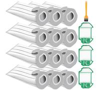 Kit de 12 bolsas de microfibra compatibles con Vorwerks Kobold VK7 FP7, Bolsas Aspiradora Compatibles con con Folletto VK7S FP7S, con 3 filtros motor y cepillar, Fácil de reemplazar