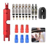 Kit de 12 Núcleos de Válvula Tubeless para MTB 29 con Adaptadores y Llave Obus, Válvulas de Bicicleta Universales de Aleación de Aluminio y Latón, Ideal para Mejora (16 Pcs)