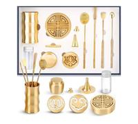 Kit de 12 piezas de latón para hacer incienso, incluye cuchara, pala, cepillo, quemador, recipiente de polvo, accesorio de fragancia para el hogar para yoga, meditación familiar, regalos de artesanía