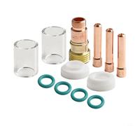Kit de 12 piezas para antorcha TIG de lente de gas con copas de cristal, pinzas y juntas tóricas para antorchas de soldadura de argón WP-17, WP-18 y WP-26 - Incluye 2,4 mm