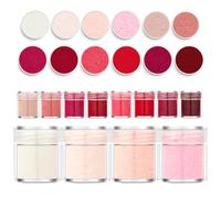 Kit de 12 polvos de terciopelo rosa para uñas, fácil de aplicar, sin necesidad de usar, lámpara de uñas, juego de polvo de fibras de flocado rojo suave, accesorios de arte de uñas en casa