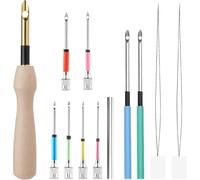 Kit de 12 punzones para bordar con mango de madera y aguja ajustable para principiantes adultos.