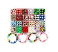 Kit de 1275 cuentas de arcilla para hacer pulseras, cuentas de poni de la amistad para hacer pulseras, lindas y divertidas cuentas de frutas, flores, animales, mariposas, corazón, letras para hacer