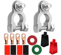 Kit de 14 conectores de terminales de batería de automóvil, positivo y negativo, de alta resistencia, para uso marítimo, con 4 terminales de cobre de calibre 2 de 3/8", 4 tubos termorretráctiles