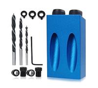 Kit de 14 plantillas de agujero de bolsillo, plantilla de agujero inclinado de 15 grados para carpintería con adaptador de accionamiento de 6/8/10 mm para agujeros de perforación angular de