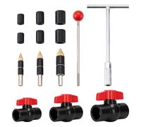 Kit de 14 tapones para tuberías, agujas termofusibles de 1/2", 3/4" y 1" con 6 anillos de goma, válvula de bola de PE, reparación rápida de tuberías, herramientas de plomería para mejoras y