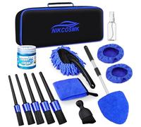 Kit de 15 Piezas de Detalles Interiores de automóvil, Kit de Limpieza de Interiores con Herramienta de Limpieza de Parabrisas, cepillos de Detalles de Coche, Gel de Limpieza de Coche, Suministros de