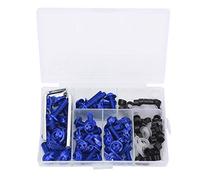 Kit de 158 Tornillos universales para carenado, Conjunto de Sujetadores para carenado de Motocicleta con Junta y Llave, Tornillos de Aluminio Billet para los Paneles del Parabrisas (Azul)