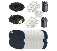 Kit de 16 filtros compatibles con los filtros externos Tetra EX 400/500/600/700/800/1000 Plus para acuarios, incluye filtro fino FF FilterFloss, anillos de cerámica (para acuarios de hasta 300 l)