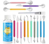 Kit de 16 herramientas de arcilla para niños y adultos, juego de herramientas de escultura de doble cabeza con esmalte de arcilla seca al aire de 1.7 onzas líquidas para cerámica, arcilla polimérica