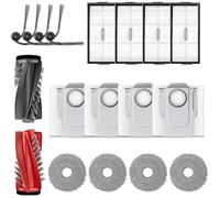 Kit de 17 accesorios compatibles con Roborock Saros 10R / G20s Ultra Robot Aspirador, piezas de repuesto incluyen 1 cepillo principal, 4 trapeadores, 4 filtros Hepa, 4 cepillos laterales y 4 bolsas
