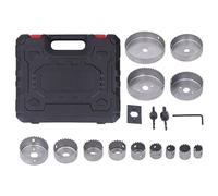 Kit de 17 sierras de corona profesionales de aleación de acero de alta velocidad con dientes incisivos para carpintería, metal, plástico, madera contrachapada y perforación de