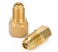 Kit de 2 adaptadores R12 a R134a con acampanado hembra de 1/4 pulgadas a 1/2 pulgada para accesorios de válvula macho Acme para manómetros HVAC, aspiradora y sistemas de manguera