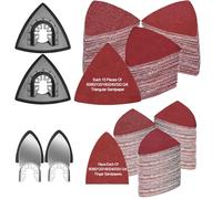 Kit de 2 almohadillas de lijado para detalles de herramientas oscilantes, almohadillas de lijado triangulares y dedos, 180 unidades, papel de lija, grano 60/80/120/180/240/320, papel de lija