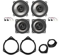 Kit de 2 altavoces delanteros de 13 cm y 2 traseros de 10 cm AXTON para Fiat Fiorino (225) desde 2008 en adelante, Qubo (225) desde 2008 en adelante con 4 soportes delanteros + traseros + 4 conectores