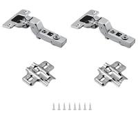 Kit de 2 bisagras amortiguadas más base ajustable y tornillos - Bisagra para puertas de armario, cocina, mesitas y cajones - Bisagra de cierre suave, cierre lento, montaje fácil y rápido