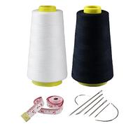 Kit de 2 bobinas de hilo de coser de poliéster, 2743 m cada una, 40s/2, hilo multiusos para máquina de coser y trabajos de reparación a mano, blanco y negro