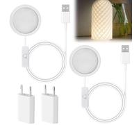 Kit de 2 bombillas LED para impresora 3D para Bambu Lab A1/A1mini/P1S/P1P/X1C, 5 V Bambuolab Impresora 3D Accesorios Creativos DIY LED Kits con adaptador USB, 3000 K luz cálida