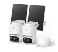Kit de 2 cámaras eufyCam C37, para exteriores, seguimiento por IA de 360° con giro e inclinación, cámaras solares 2K, HomeBase Mini, reconocimiento facial, sin cuota mensual, visión nocturna en color