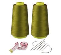 Kit de 2 carretes de hilo de coser de poliéster verde militar, 3000 yardas cada uno, 40s/2 hilos de conexión multiusos para máquinas de coser y trabajos de reparación manual