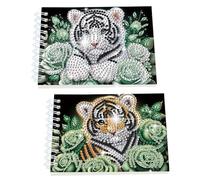 Kit de 2 cuadernos de diamantes DIY Animales y Flores con Espiral 80 páginas sin líneas regalo original para mujeres adultas