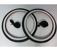 Kit de 2 neumáticos + 2 cámaras de aire para bicicleta de 20 pulgadas x 1,75, Graziella, color blanco/negro